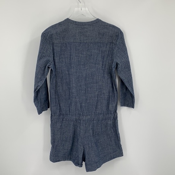 Kate Spade Saturday chambray denim cotton romper shorts button jumpsuit blue S - Picture 3 of 4